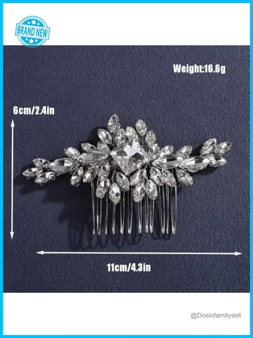 Vintage Rhinestone Crystal Hair Comb Bridal Hair Piece Headpiece Gold Tone